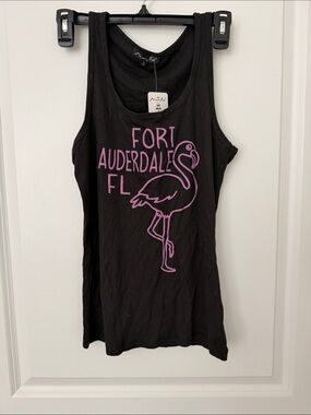 Black 'Fort Lauderdale FL' Flamingo Graphic Tank Top